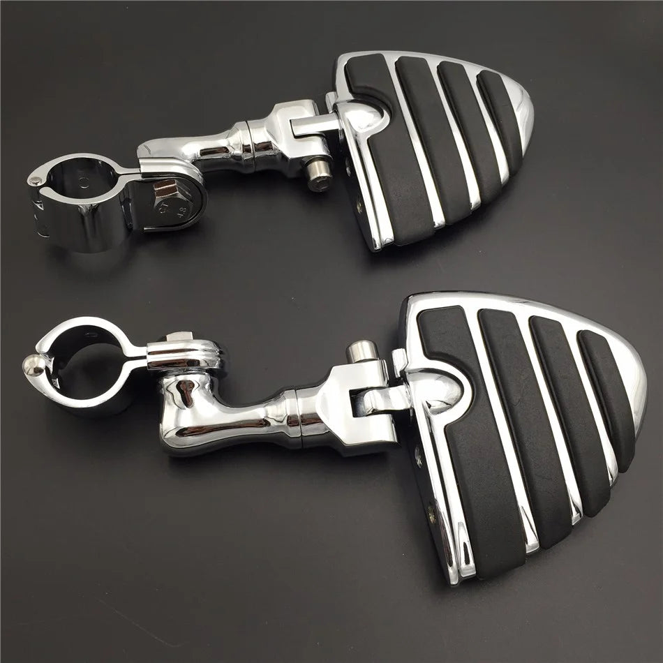 Chrome Short Angled Peg Mounting Kit with U Shape Foot Peg Footrest for 1 inch 25mm Front Engine Guard Frame Tube S708