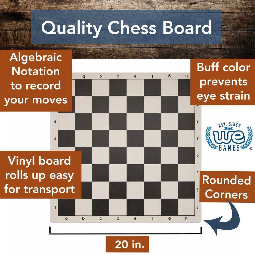 Tournament Chess Set - 20 in. Vinyl Board, Staunton pcs N154643