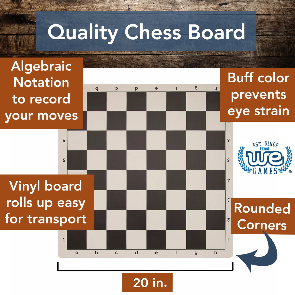 Tournament Chess Set - 20 in. Vinyl Board, Staunton pcs N154643