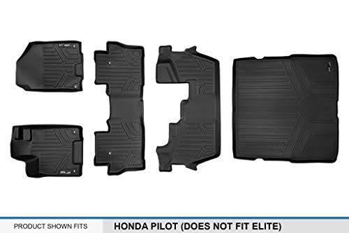 Black 3 Row Floor Mats and Cargo Liner for Honda Pilot J46946