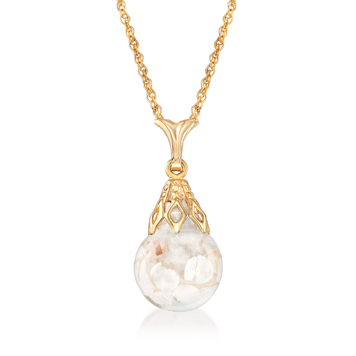 Floating Opal Pendant Necklace in 14kt Yellow Gold J4677