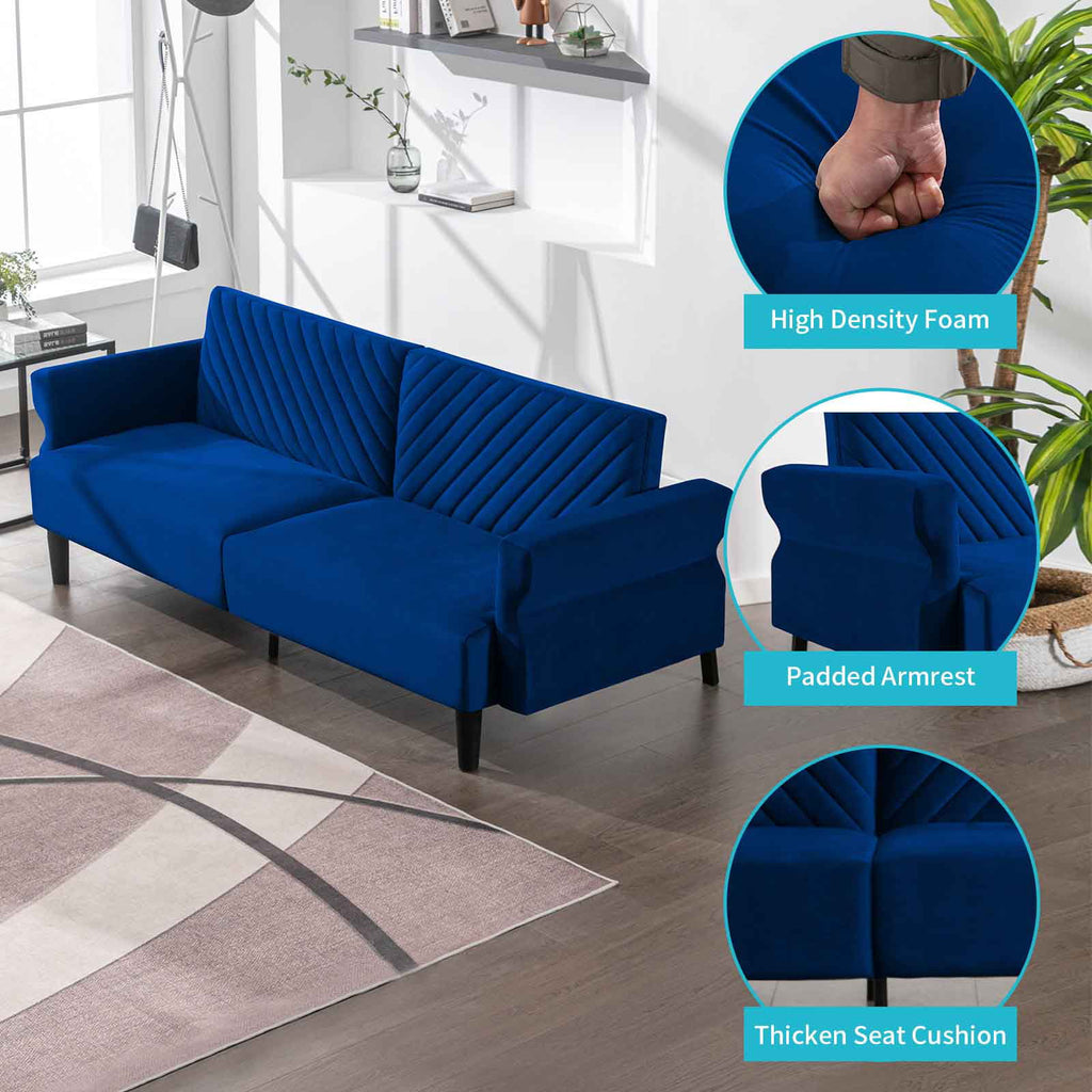 Convertible Futon Sofa Bed Blue W116