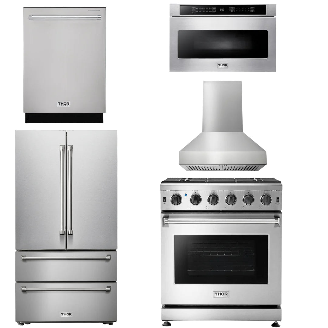 30 Gas Range, Range Hood, Microwave, Refrigerator, Dishwasher K71169