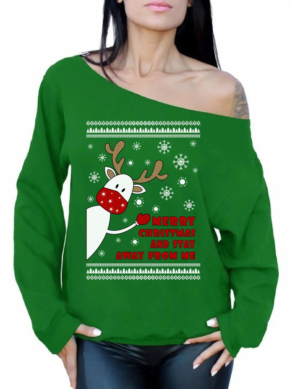 Off Shoulder Christmas Sweater D19810
