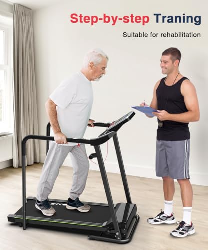 Foldable Walking Treadmill with Long Handrail, LCD Display, 300 lbs Capacity Z7582