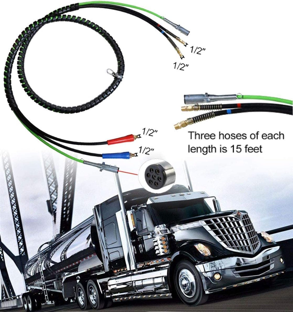 12Ft 3in1 ABS & Power Air Line Hose Assemblies for Semi Truck Trailer Tractor Q663