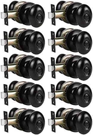 Matte Black Privacy Door Knobs with Lock, 10 Pack C59385