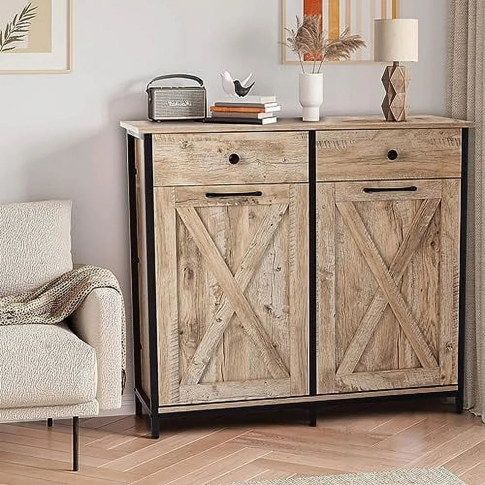 Double Tilt Out Trash Cabinet with Hideaway Drawer P416692