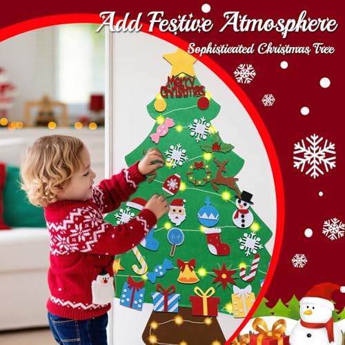 Felt Christmas Tree Set with 34 Detachable Ornament K460