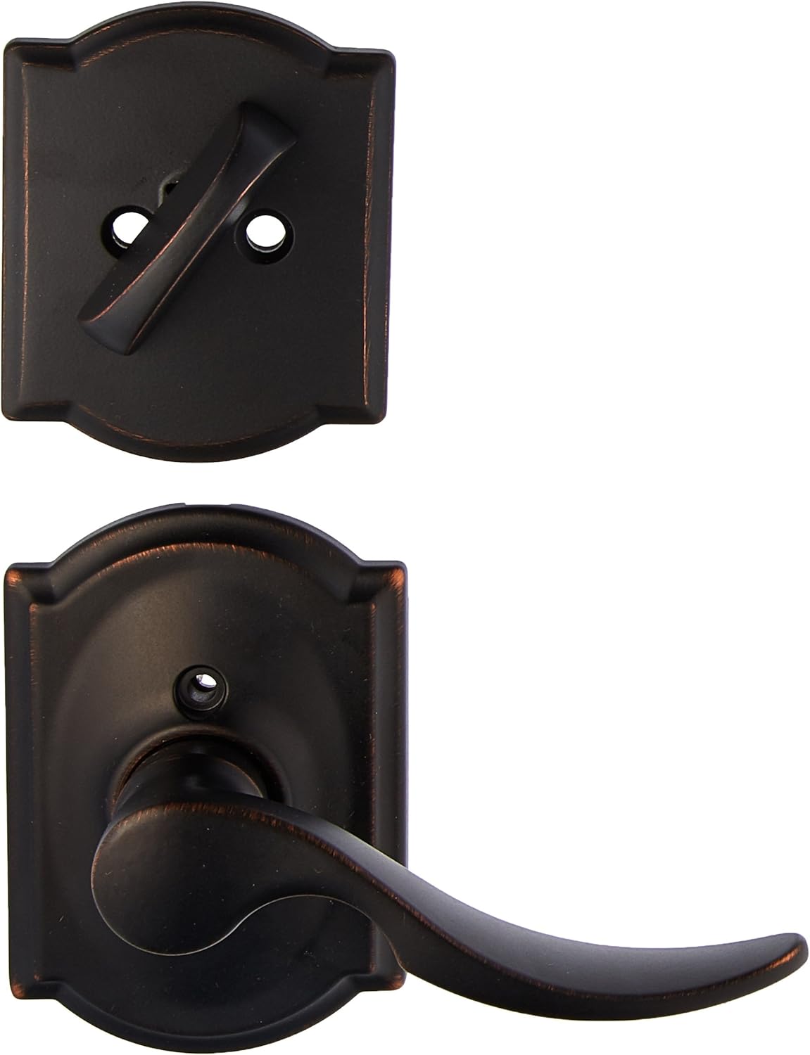 Aged Bronze Interior Lever Set with Single Cylinder Deadbolt Pack of 2 P2155