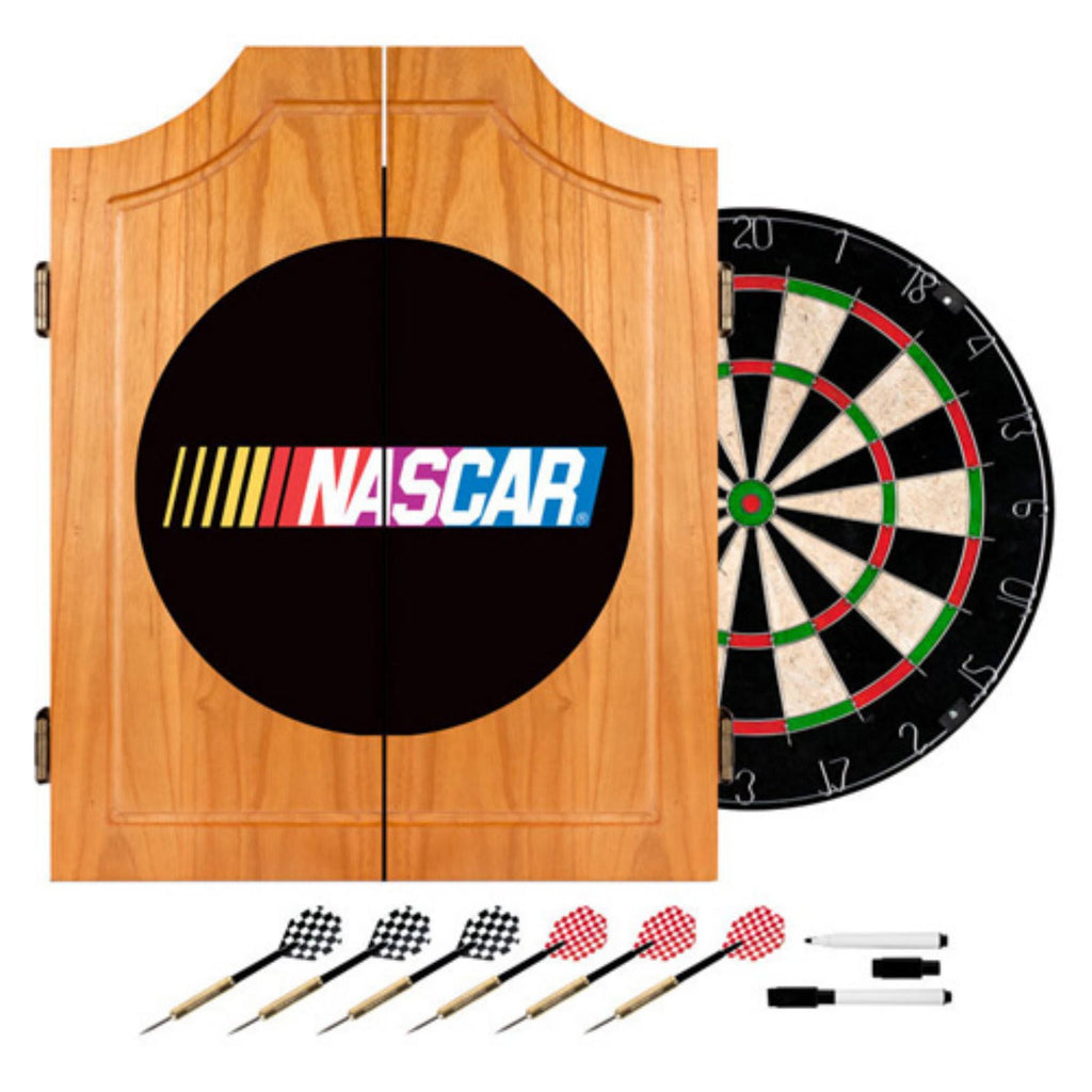 Beveled Wood Dart Cabinet Set Z746