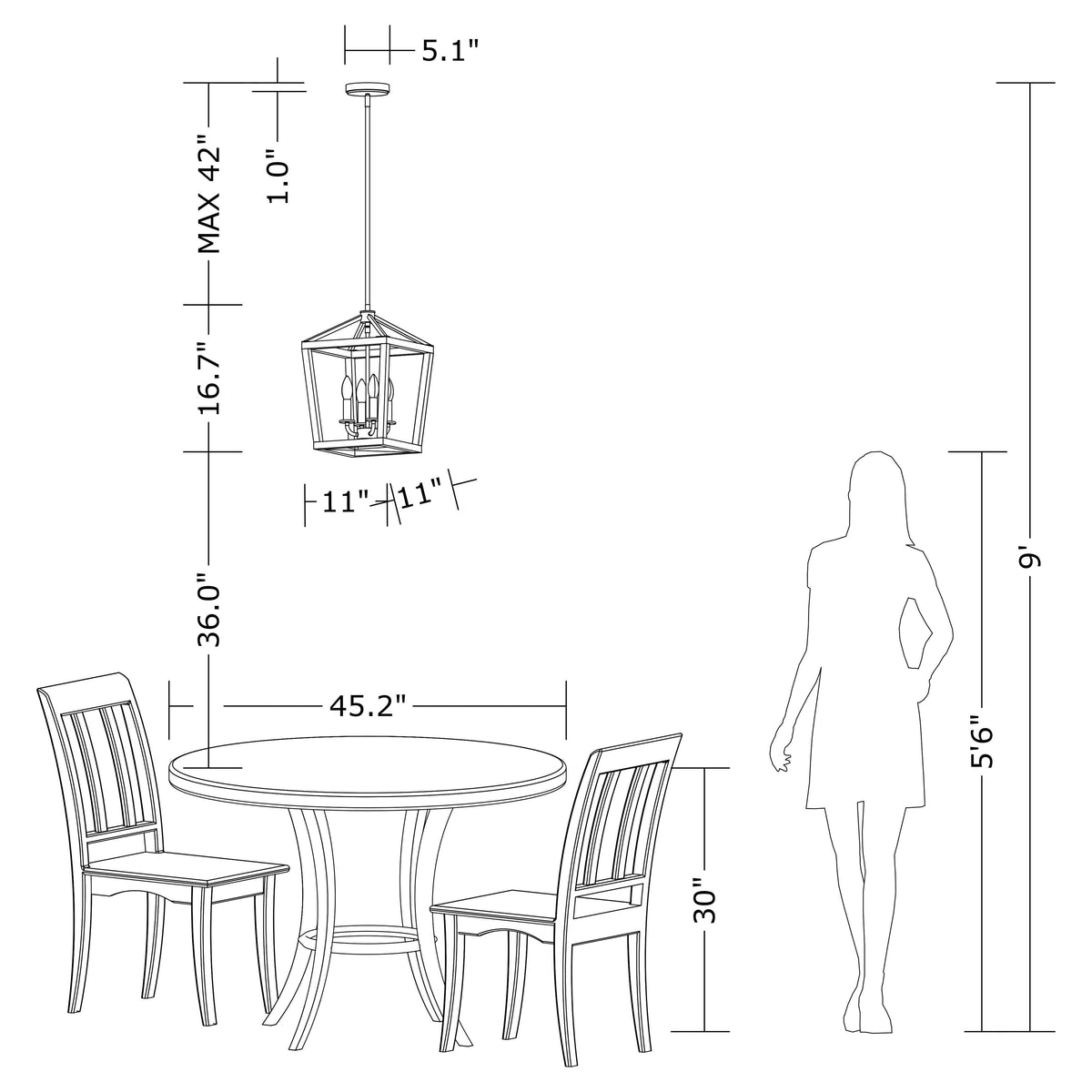 4-Light Antique Black Iron and Wood Cage Chandelier K56540