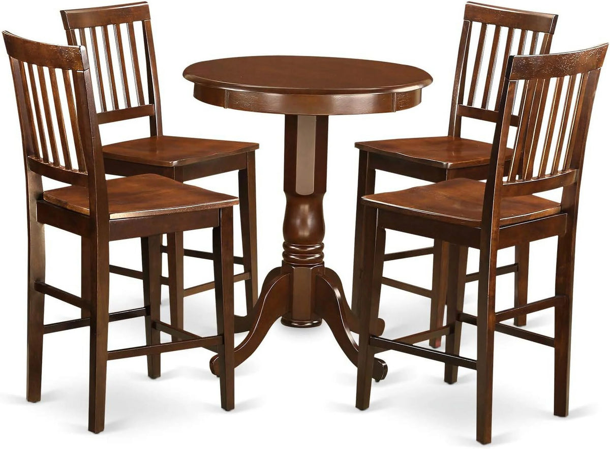 5 Piece Kitchen Counter Height Set with Round Pub Table and 4 Chairs F407924