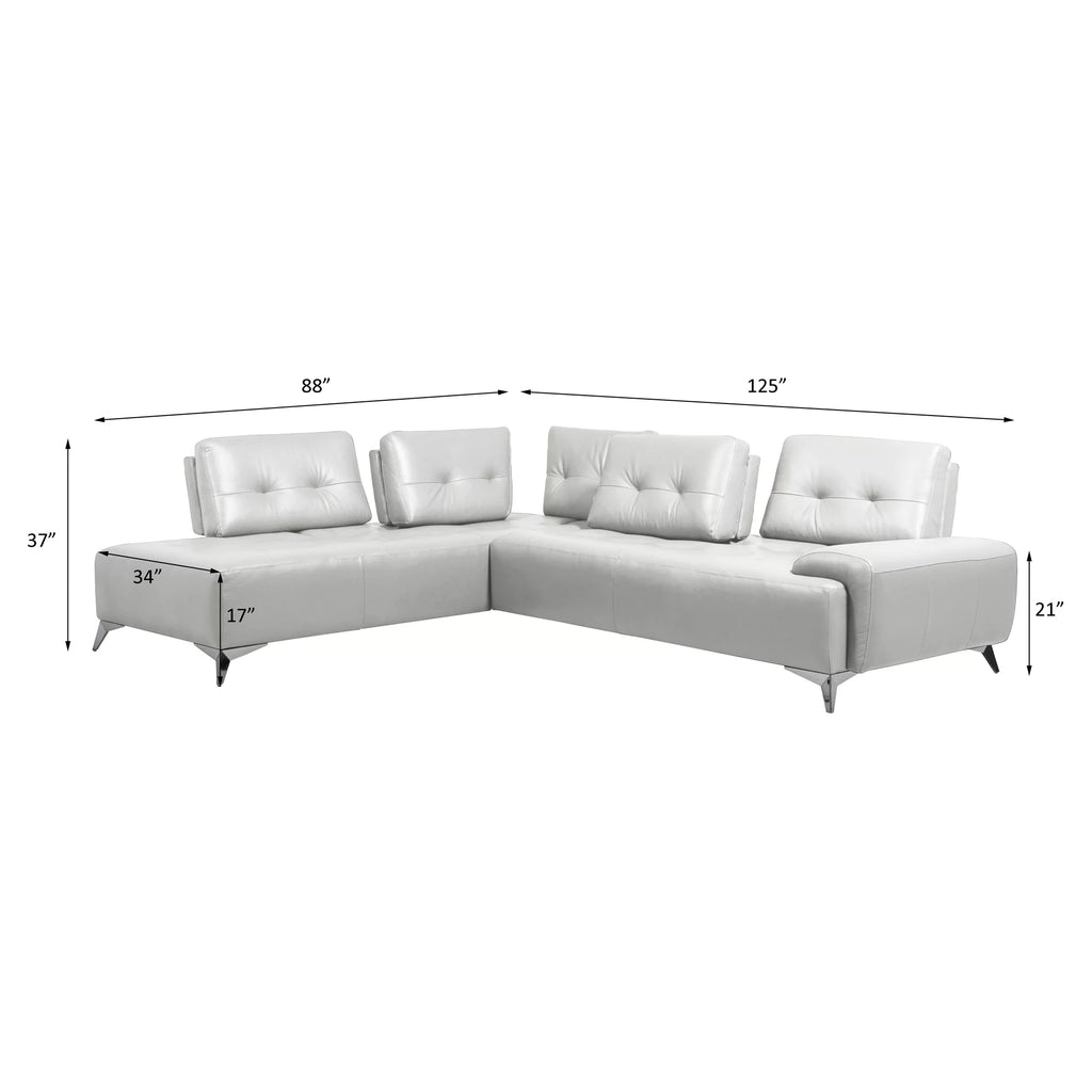 Pearl White 2-Piece Upholstered Sectional Sofa O719