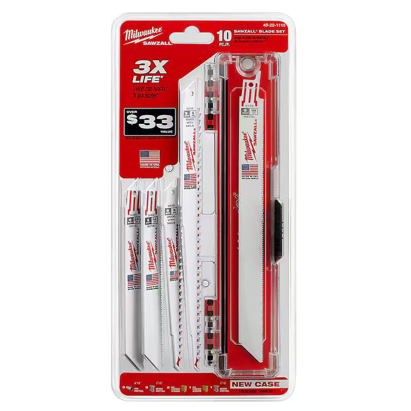 Wood and Metal Cutting Bi-Metal Reciprocating Saw Blade Set (10-Piece) S844