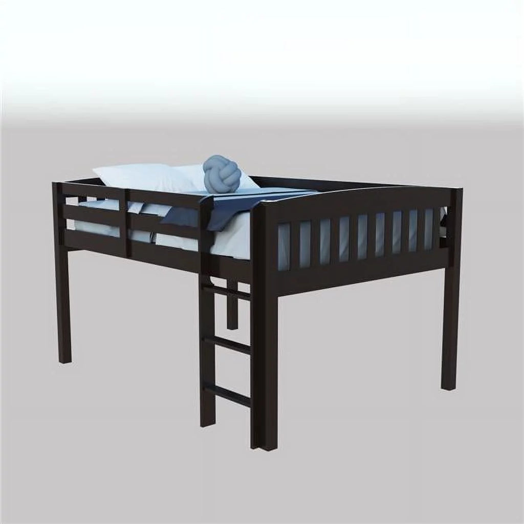 Dark Brown Solid Wood Full Size Loft Bed J3015