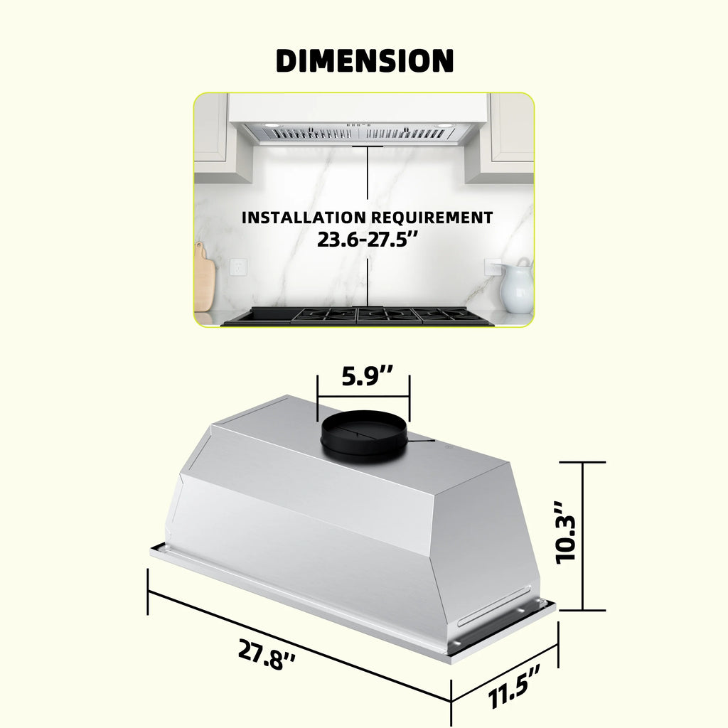 30 inch Built-in Kitchen Range Hood with Light W853