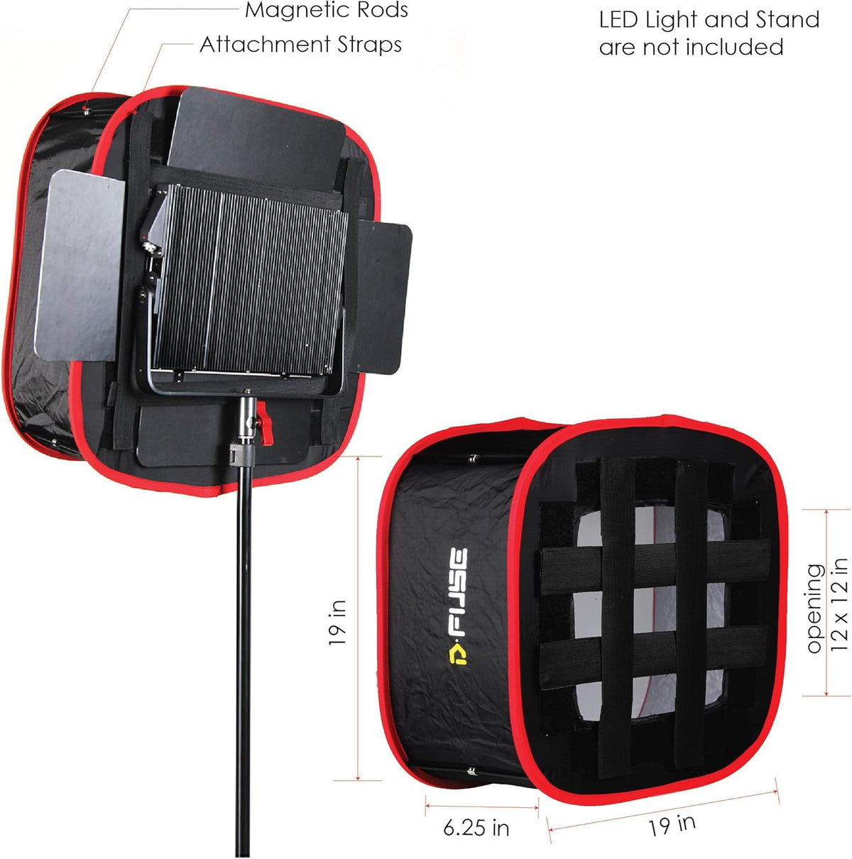 Large LED Light Panel Softbox & Softbox Grid, 12"x12" Pack of 2 H97118