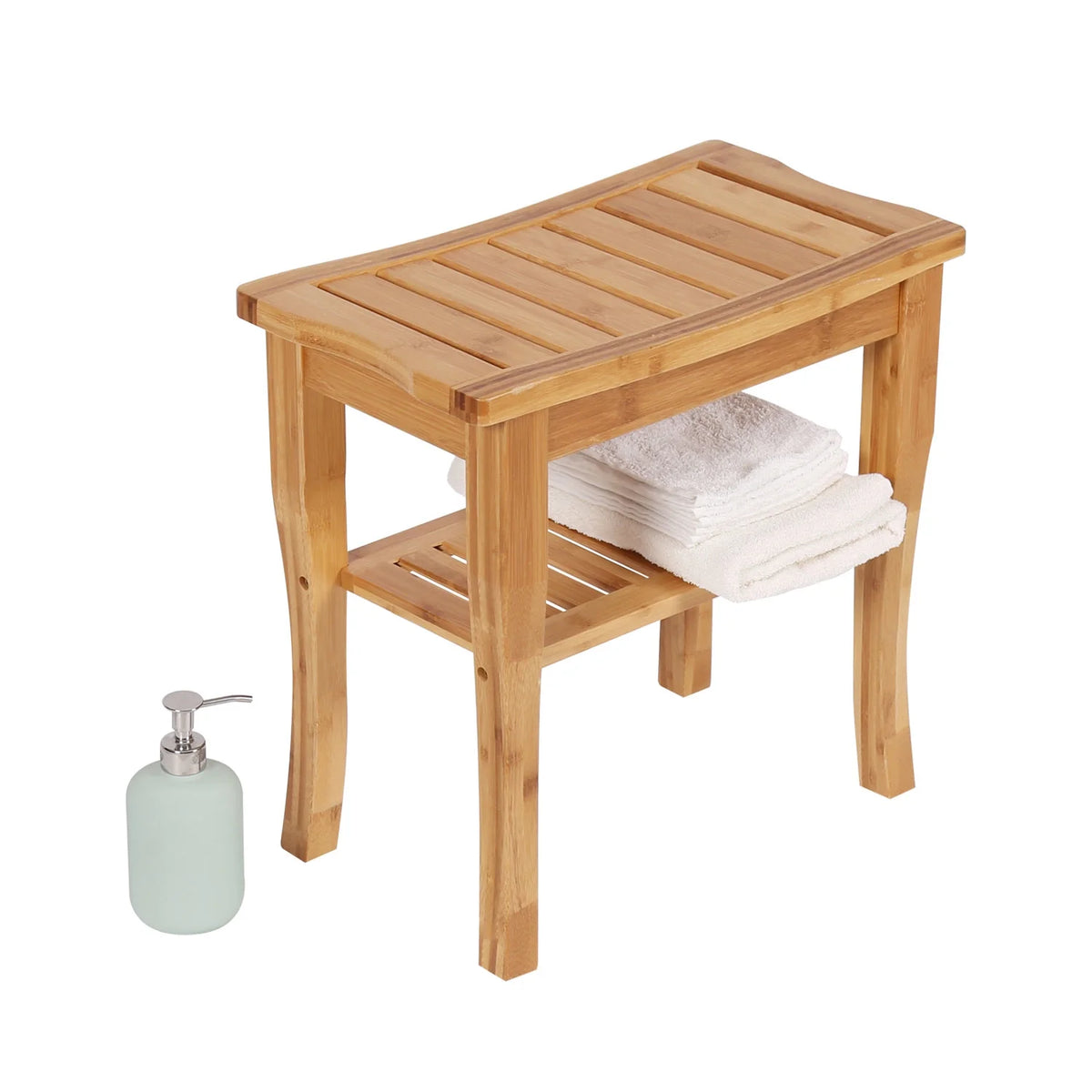 Bamboo Shower Bench with Storage Shelf Z944