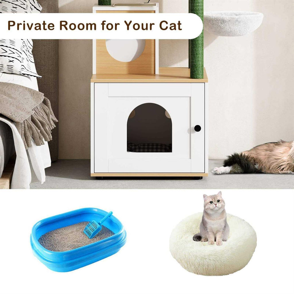 Cat Tree with Litter Box Enclosure and Scratching Posts R508759