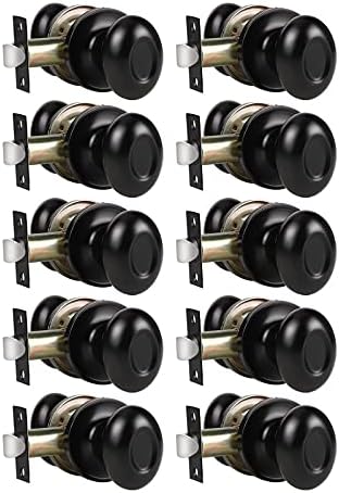 Matte Black Privacy Door Knobs with Lock, 10 Pack C59385