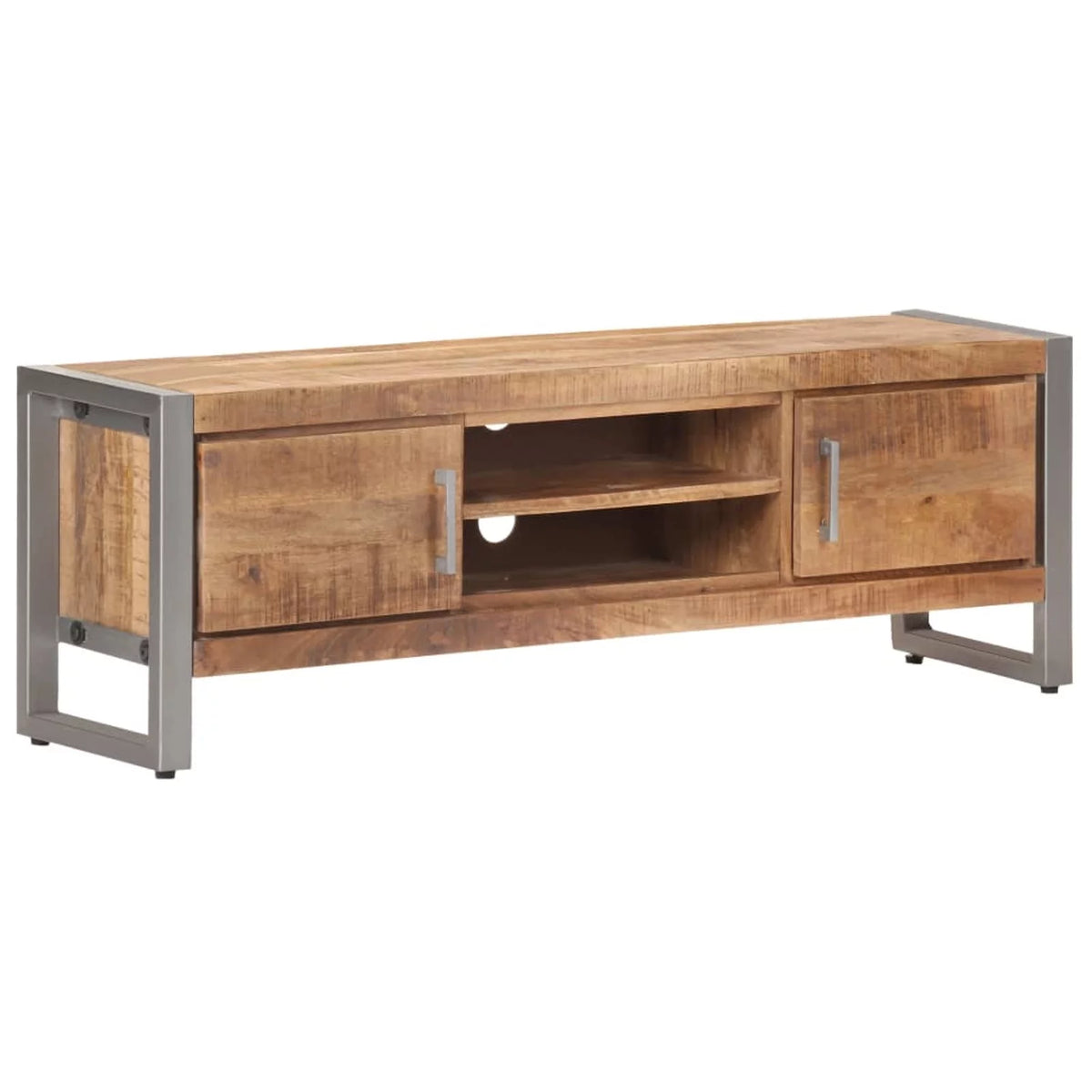 Rough Mango Wood TV Cabinet with 2 Doors and 2 Compartments H3894