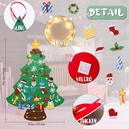 Felt Christmas Tree Set with 34 Detachable Ornament K460