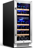 15" 28 Bottle Dual Zone Wine Cooler Refrigerator F6784