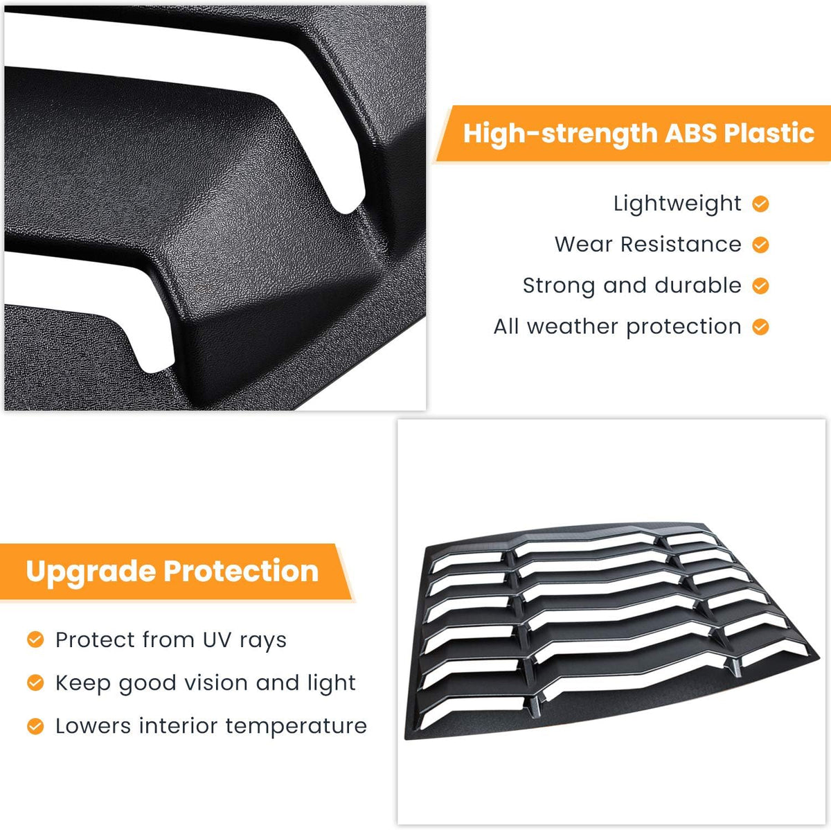 Rear Window Louver Windshield Sun Shade Cover (ABS Matte Black) J605