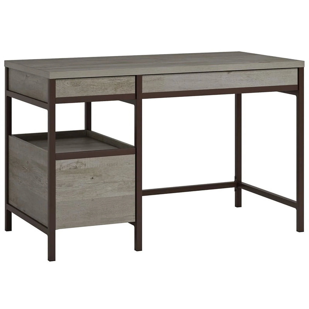 Engineered Wood Pedestal Desk in Mystic Oak Finish Q961243