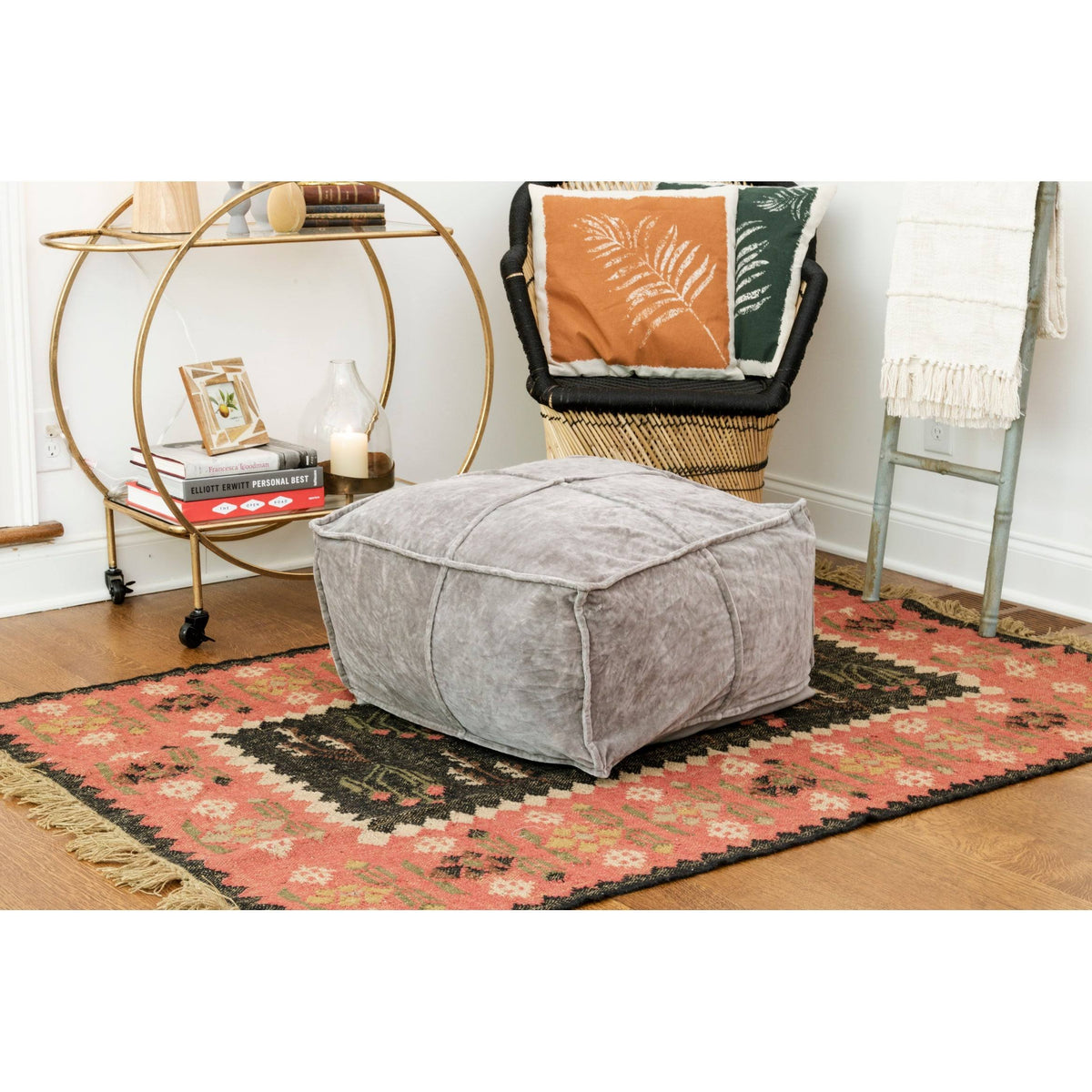 Goldenrod Cotton Velvet Pouf U611067