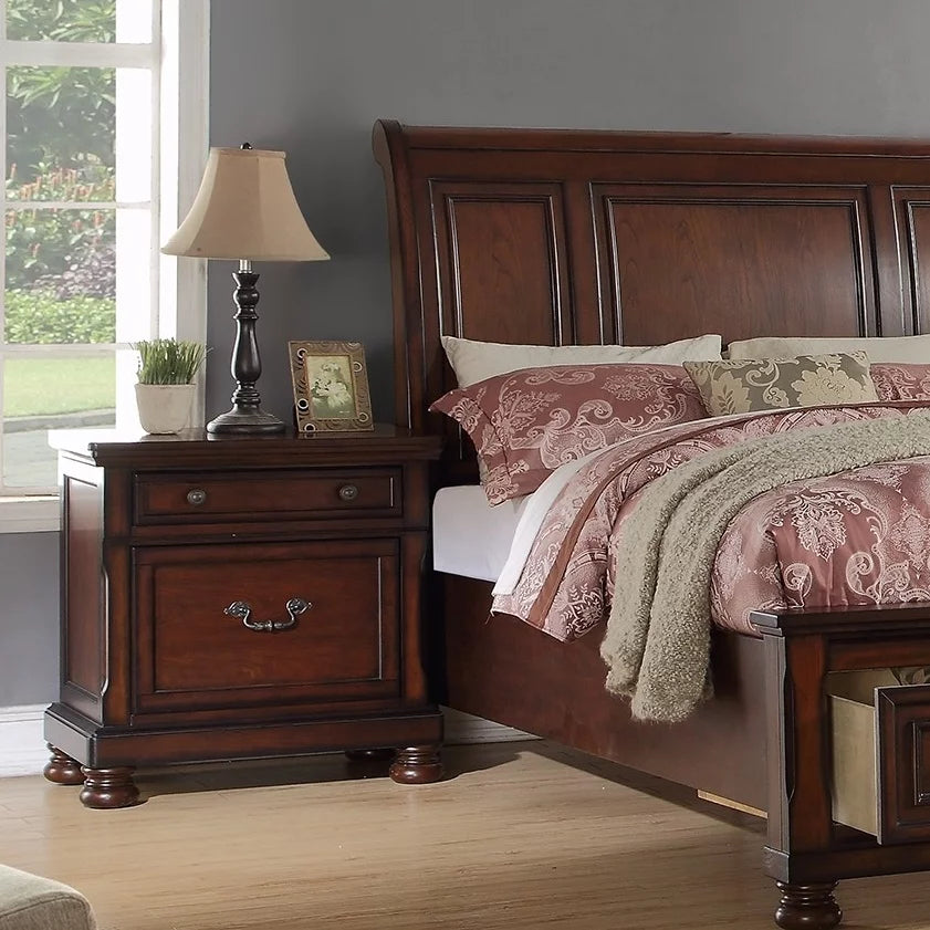 Cherry Finish 1Pc Nightstand Bedside Table K8110