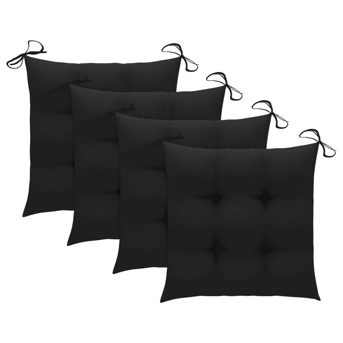 Set of 4 Wooden Foldable Outdoor Dining Chairs with Black Cushion I369