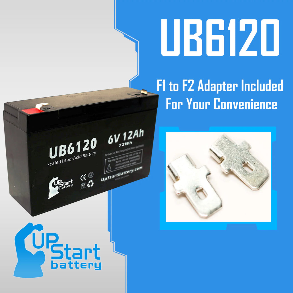 6V 12Ah Sealed Lead Acid Battery with F1 to F2 Terminal Adapters K1055