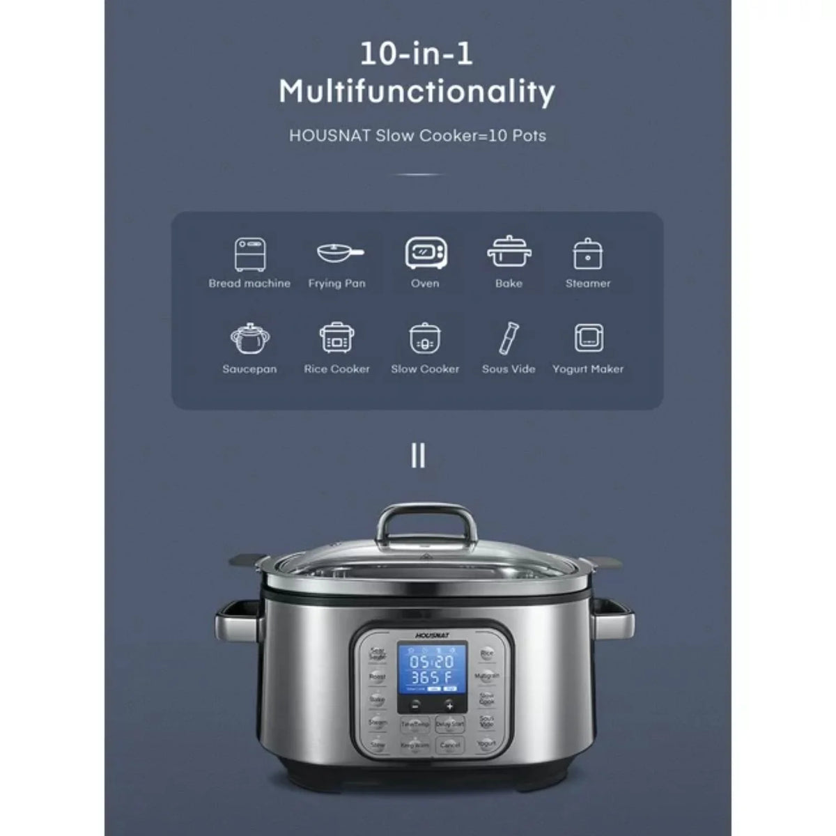 Refurbished 6Qt Silver Programmable Slow Cooker E496