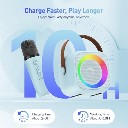 Portable Bluetooth Karaoke Speaker with 2 Wireless Microphones and Party Lights J490