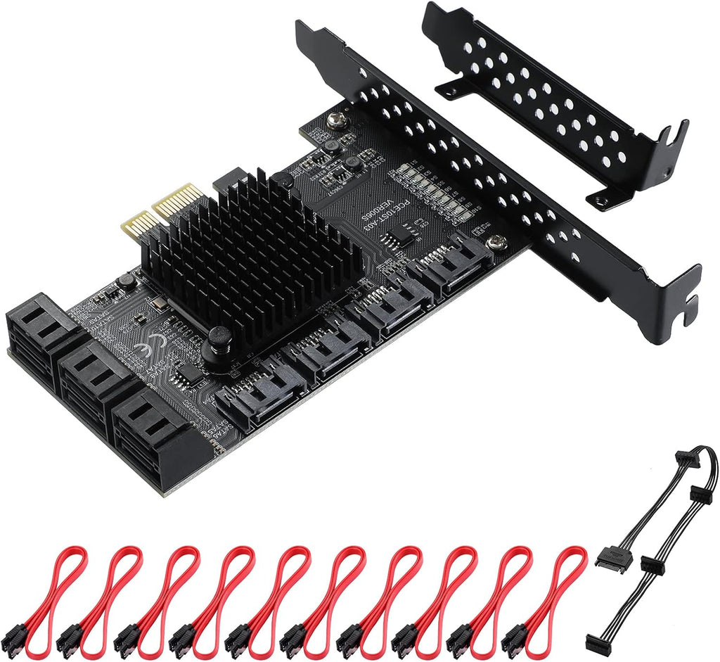 PCIe 6 SATA 4X Card with 6 SATA Cables and Low Profile Bracket B189