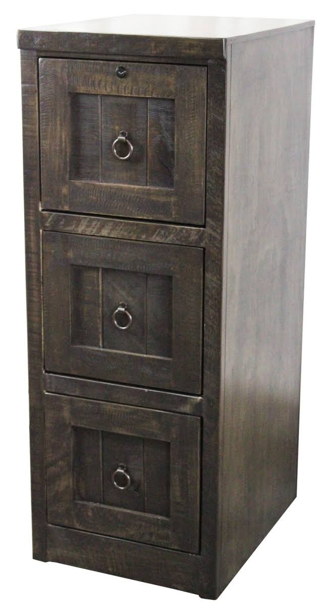Rustic 3 Drawer File Cabinet Burnt Red J70364