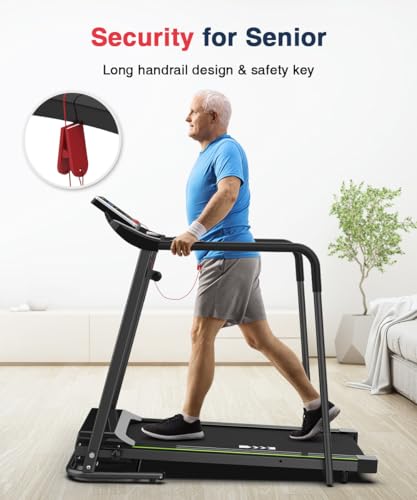 Foldable Walking Treadmill with Long Handrail, LCD Display, 300 lbs Capacity Z7582