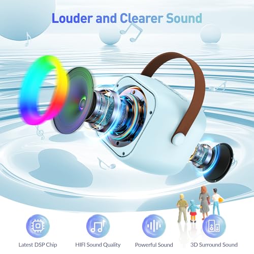 Portable Bluetooth Karaoke Speaker with 2 Wireless Microphones and Party Lights J490