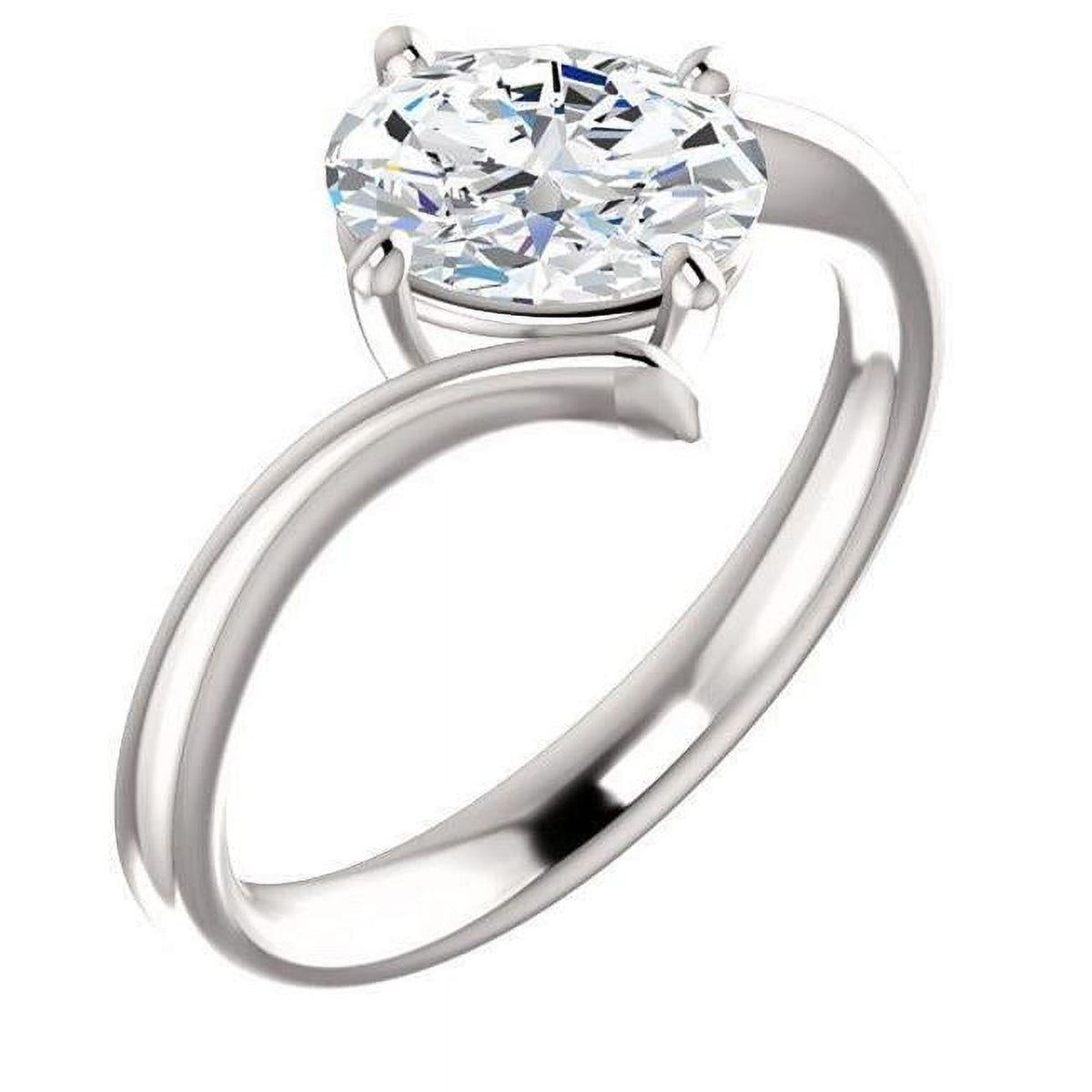 1.25 CT Solitaire Oval Diamond Engagement Ring, 14K White Gold G633