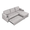 Gray Velvet L-Shape Sectional Sofa with Pull-Out Sleeper S1574
