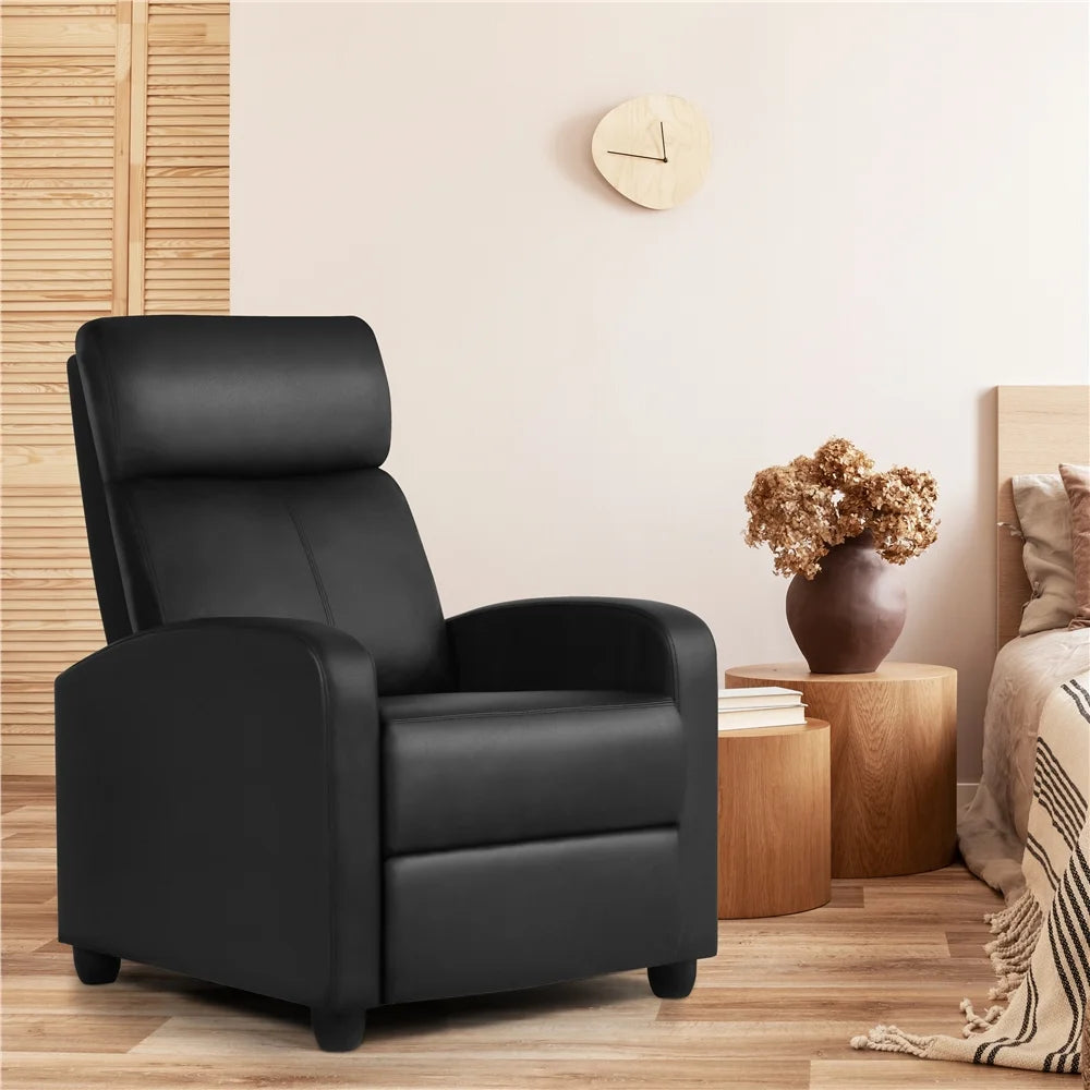 2pcs Black PU Leather Recliner Chair A962