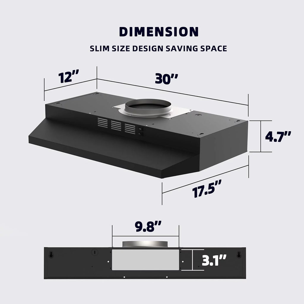 Black 30 inch Under Cabinet Range Hood with 300 CFM Y622000