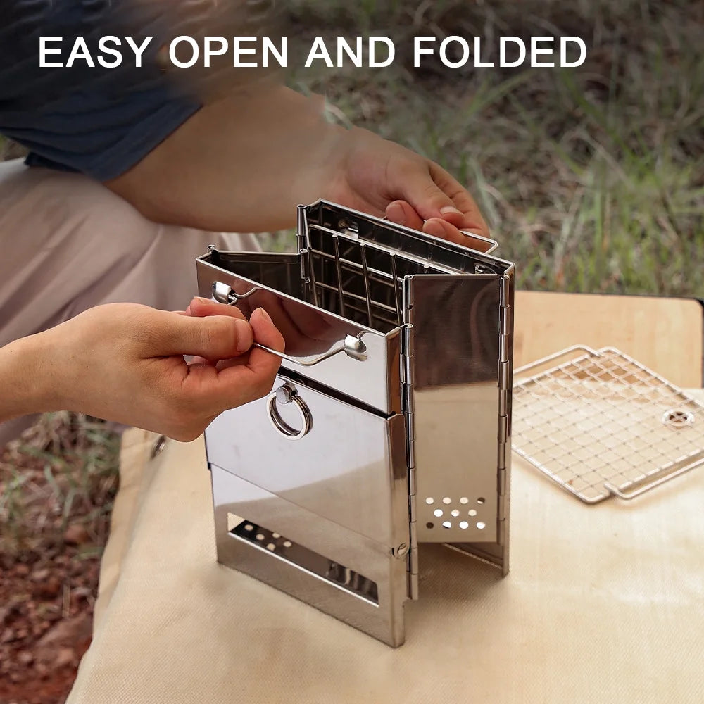 Wood Burning Stove Set, Portable BBQ Grill X26016