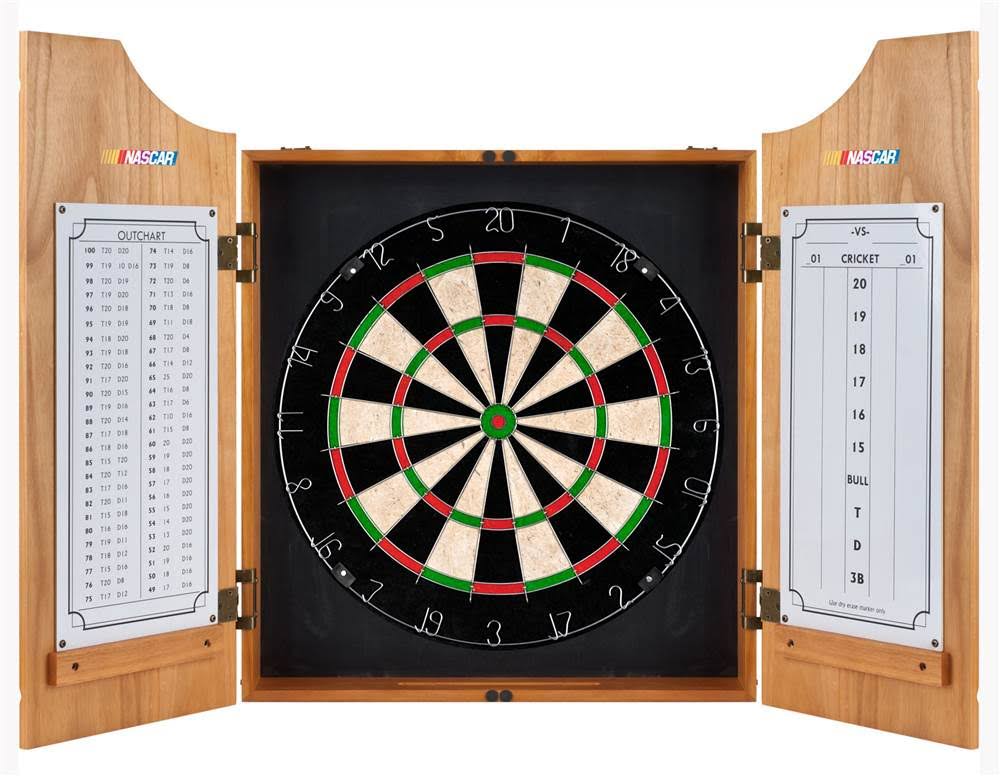 Beveled Wood Dart Cabinet Set Z746