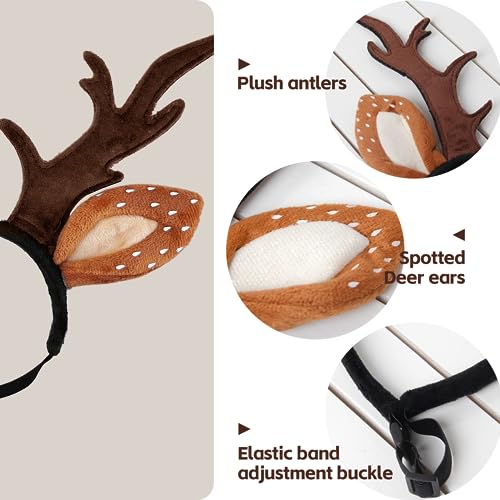 Dog Cat Christmas Reindeer Antlers Headband Adjustable Pet Costume K77784