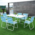 6 Pcs Folding Beach Chair Camping Lawn Chair Blue N73231