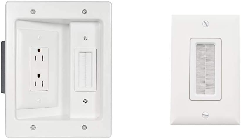 Flat Panel TV Connection Kit with Cable Access Strap, White, Pack of 2 B772930