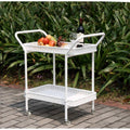 White Wicker Patio Serving Cart T9290